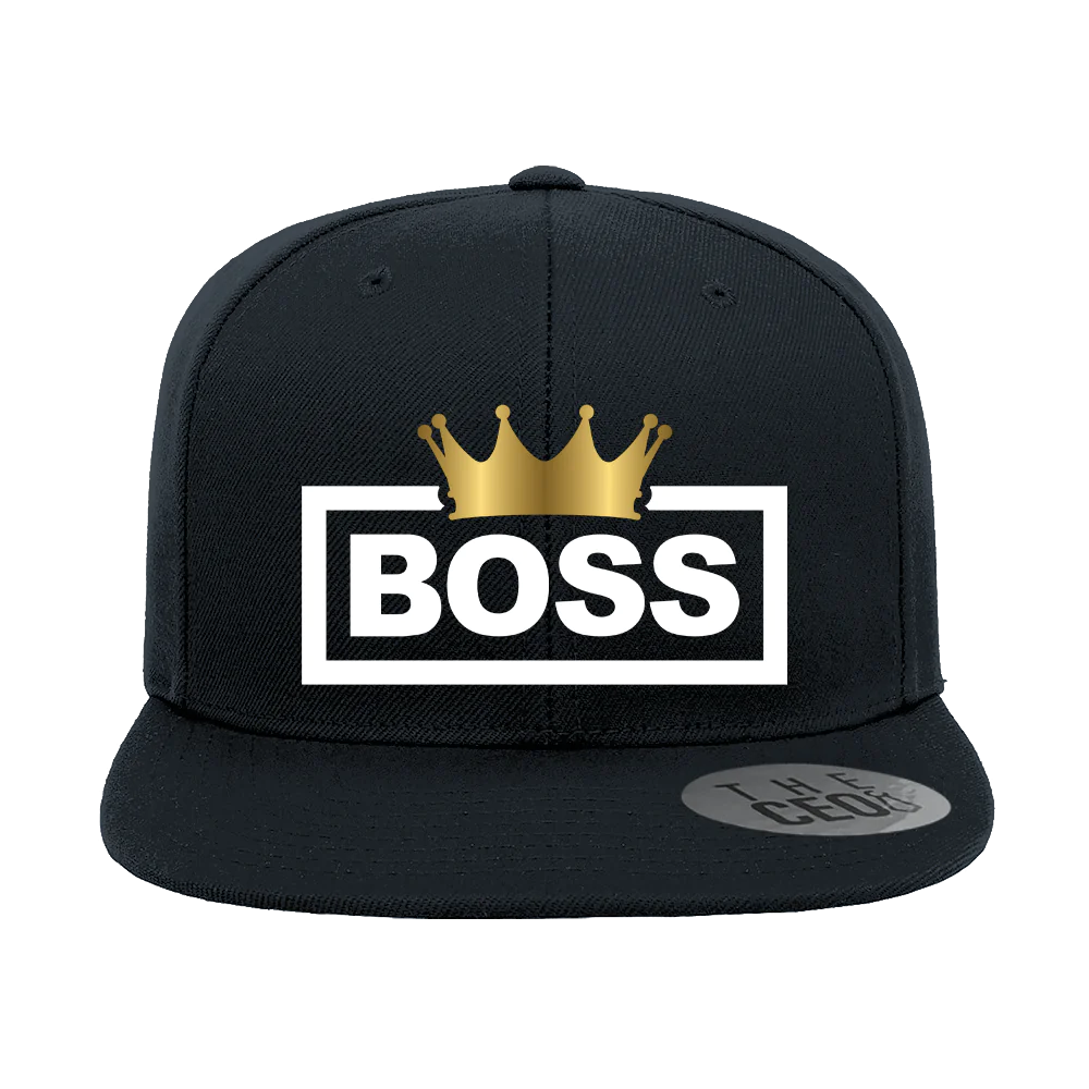 Boss Crown Embroidered Flat Bill Hat