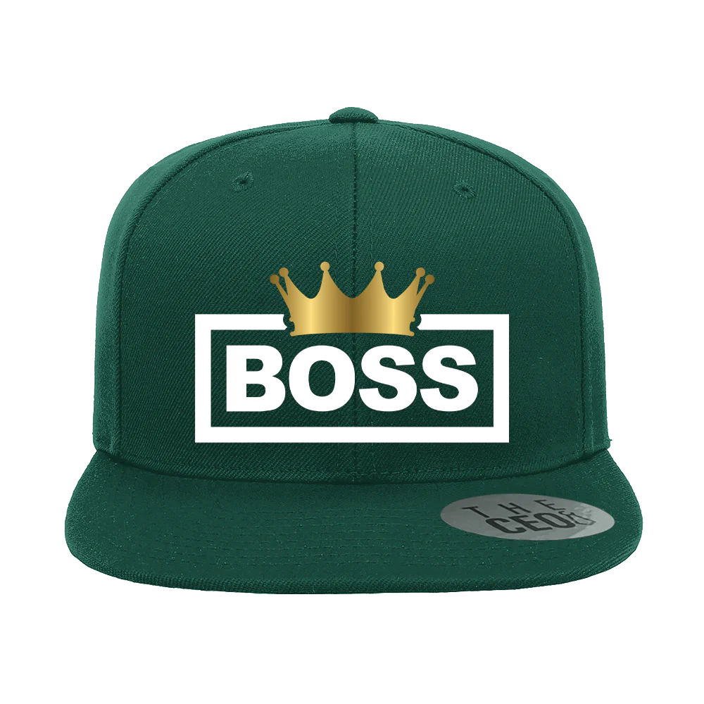 Boss Crown Embroidered Flat Bill Hat