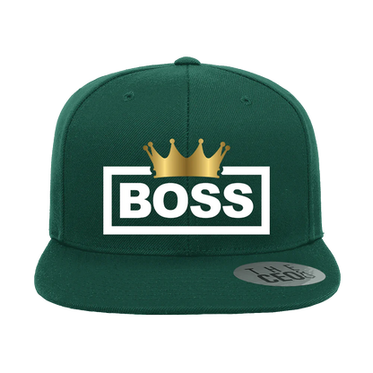 Boss Crown Embroidered Flat Bill Hat