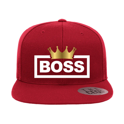 Boss Crown Embroidered Flat Bill Hat