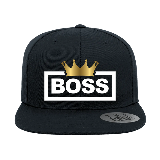 Boss Crown Embroidered Flat Bill Hat