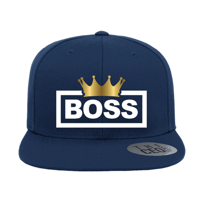 Boss Crown Embroidered Flat Bill Hat